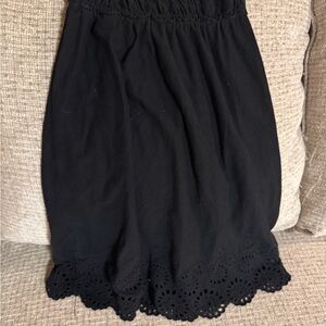 Elegant Black Eyelet Hem Skirt